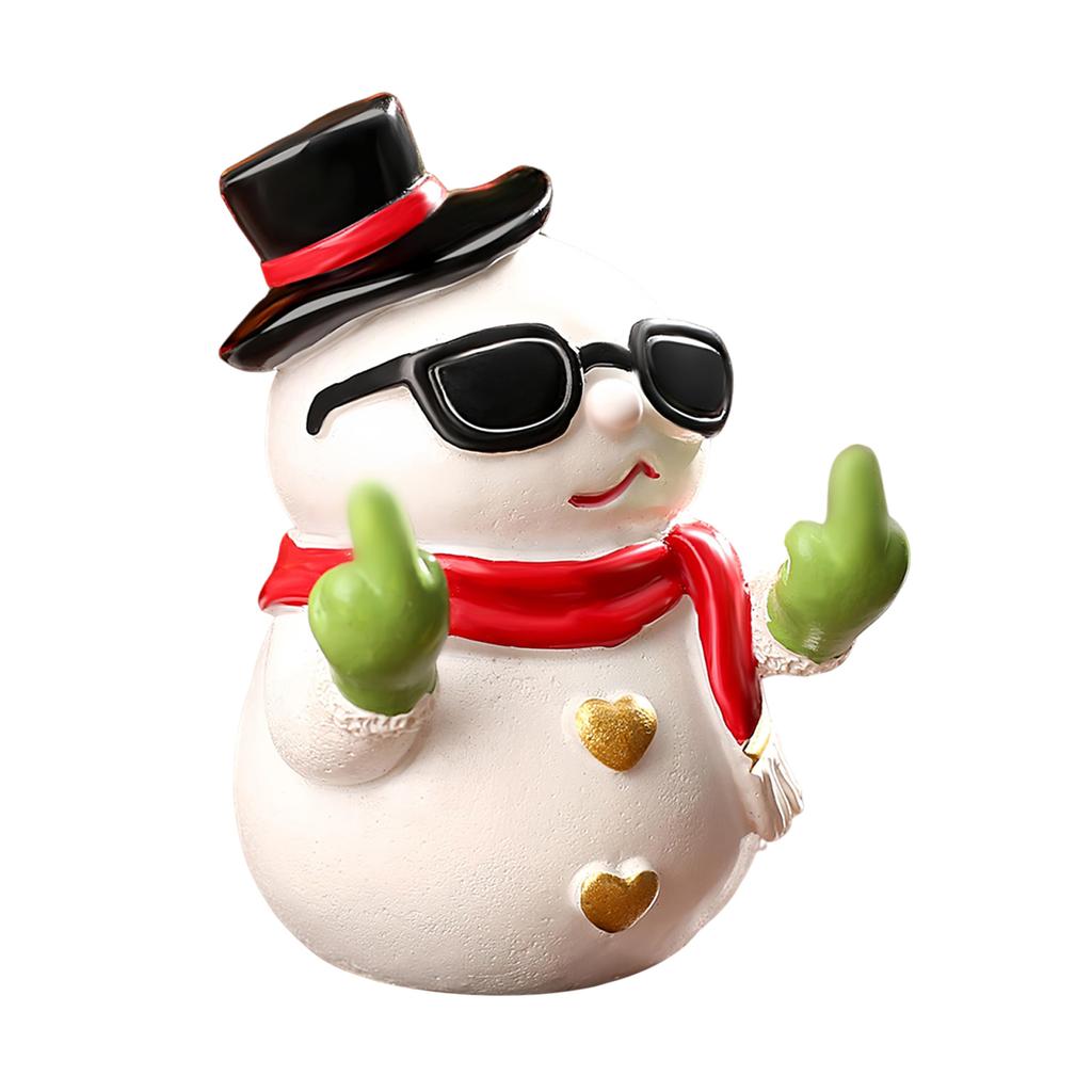 Santa Claus Snowman Handicraft Ornament Middle Finger Santa Claus Sculpture Resin Desktop Snowman Figurine Christmas Decor Gifts