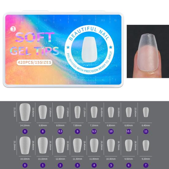 420Pcs/Box Fake Clear Easy Long To Paste Nails Lasting Removable Matte Nail Extension Acrylic Extra