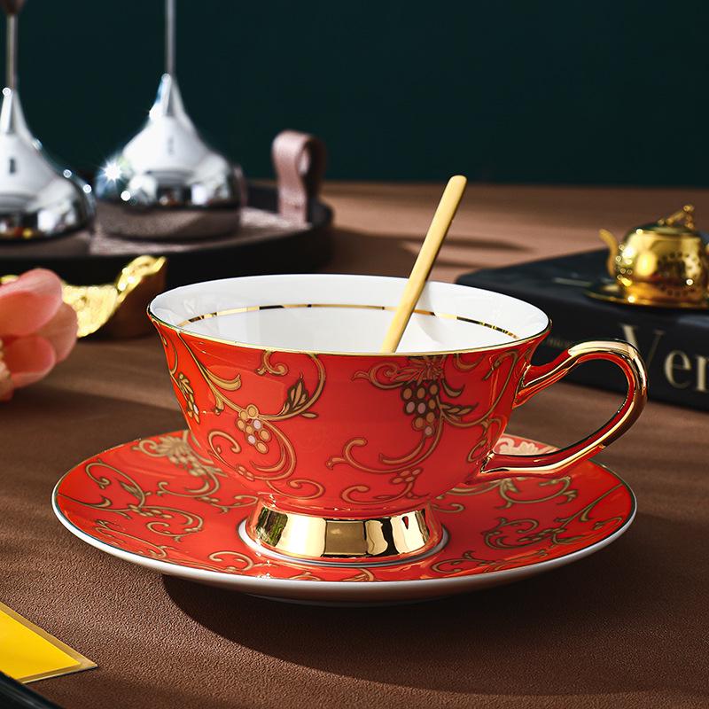 Элегантный кофейный набор из европейского костяного фарфора - Изысканный ретро подарок для послеобеденного чая