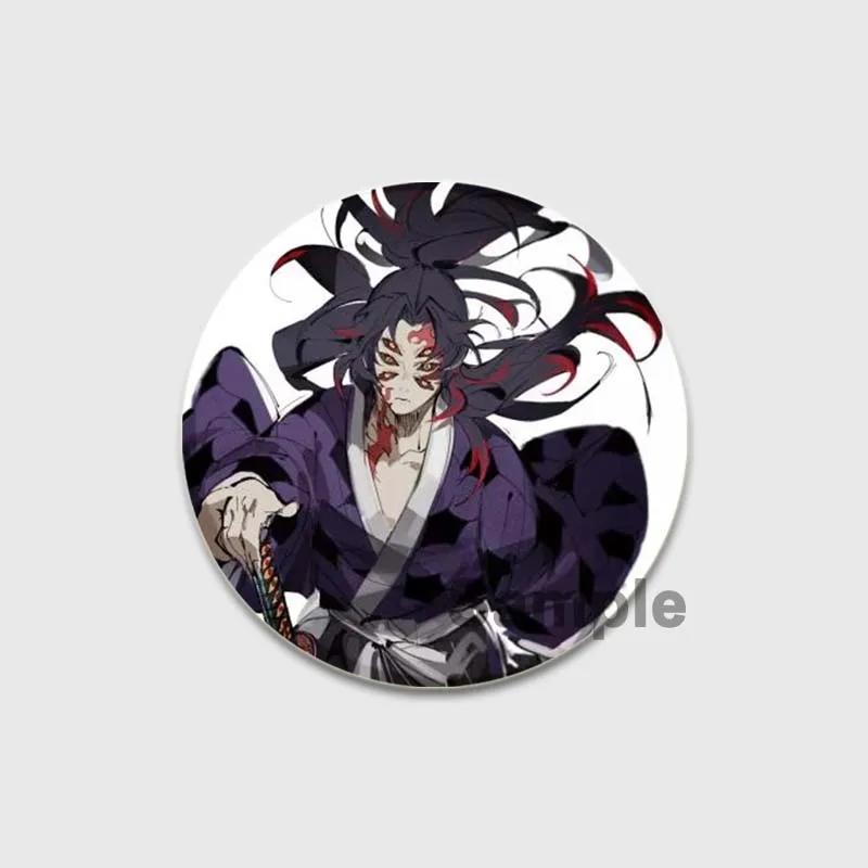32/44/58mm Round Anime Brooches Kamado Tanjirou Tsuyuri Kanao Hashibira Inosuke Rengoku Kyoujurou Agatsuma Zenitsu Akaza Badge Lapel Pins