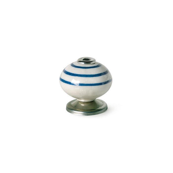 -Bouton de meuble | En Porcelaine - Acier | Finition bleue | 4 unités