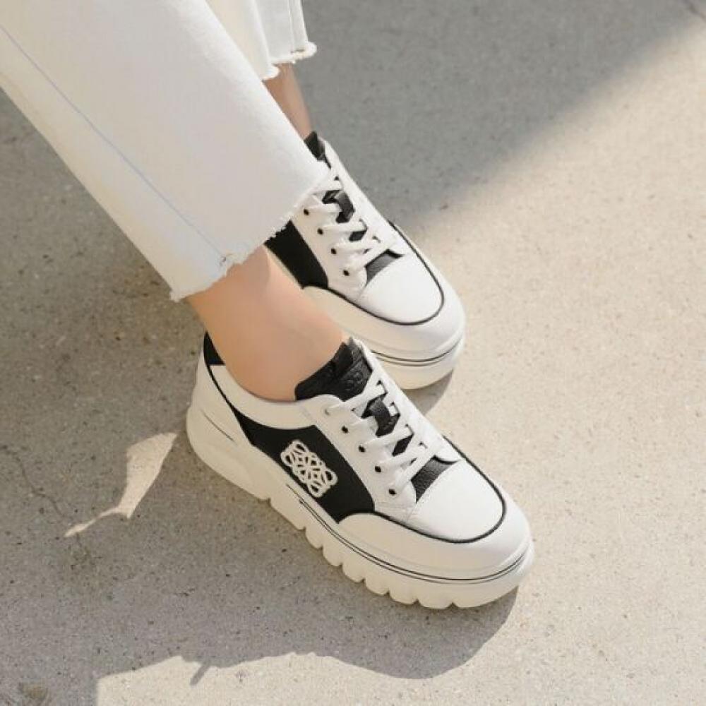 Jisyu Women Soft Leather Platform Sneakers 5cm