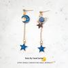 E1382 Асимметричные серьги в японском и корейском стиле: Синее Звездное Небо, Луна, Дизайн Планеты