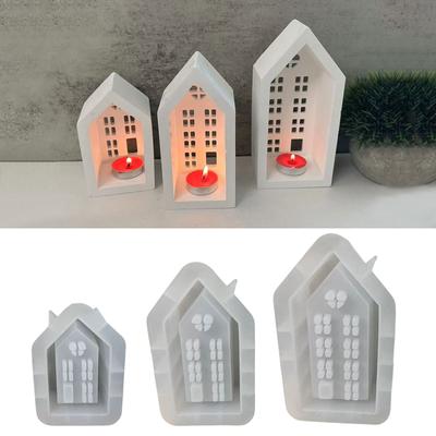 3D Дом Подсвечник Силиконовая Форма DIY Цемент Гипс Глина Подсвечник Украшения Из Смолы Формы Украшения Для Дома