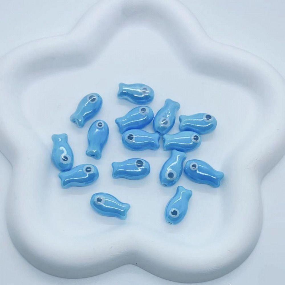 10Pcs Cartoon Design Small Fish Beads Ceramic Jewelry Making Material  Gift
