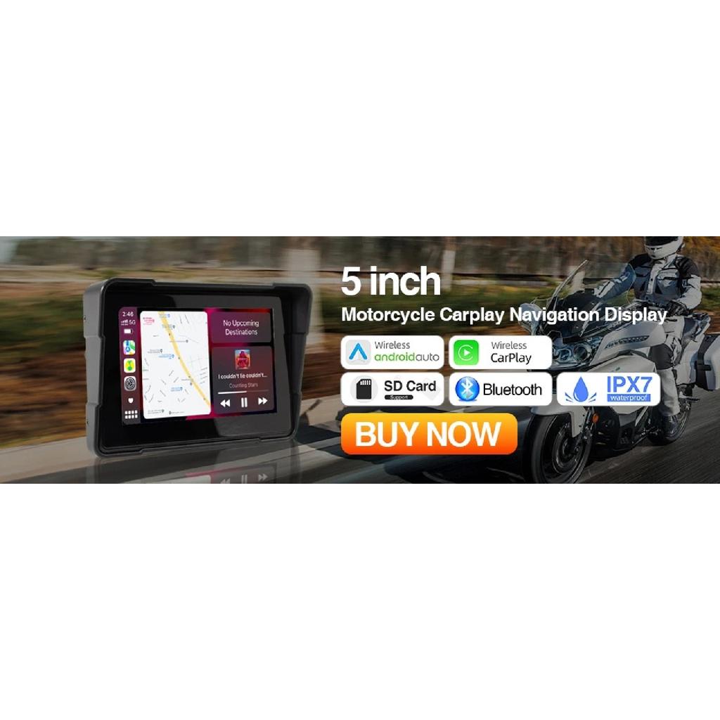 6.5" Motorcycle Smart Display Wireless CarPlay Android Auto Removable Bracket Portable IP67 Waterproof Bluetooth Monitor