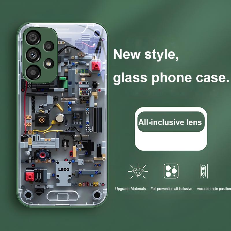 Серый Механический Интерьер Для Samsung Galaxy S24 Plus S20 21 FE S23 Ultra S8 9 A70 72 73 50 51 52 53 Чехол из Закаленного Стекла