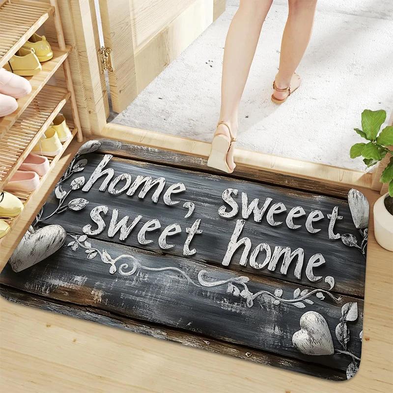1 retro wooden sign pattern doormat Halloween decorative mat indoor and outdoor anti-slip universal mat