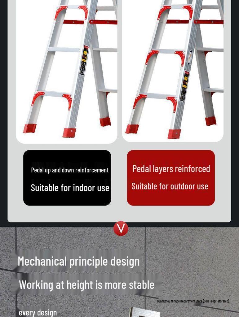 Трехступенчатая телескопическая алюминиевая стремянка А-образной формы (4м Утолщенный для бытового и инженерного использования)