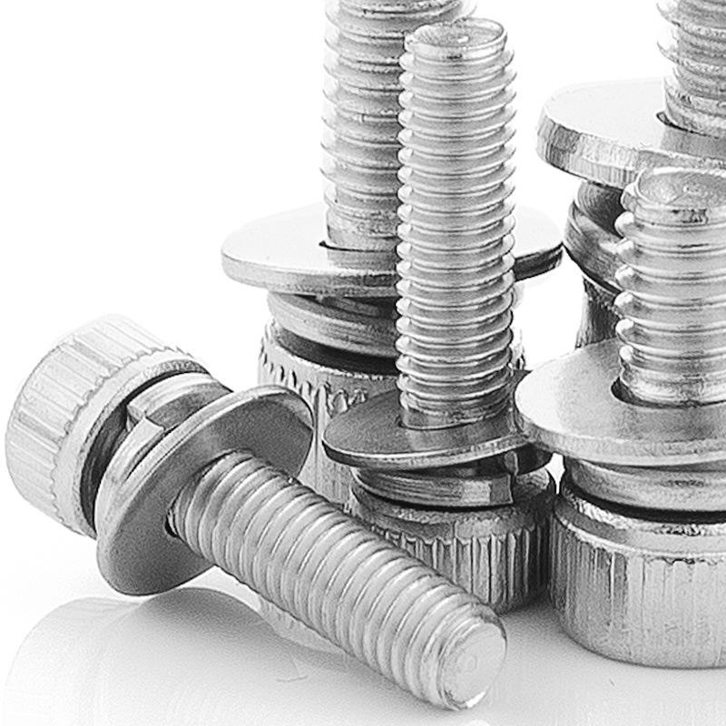304 Stainless Steel Hex Socket Cap Screw with Flat & Spring Washer, M6/M8