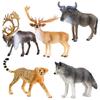 Wild Animal Model Toys: Cheetah, Wildebeest, Reindeer, Red Deer, Kangaroo, Wolf – Solid Plastic Ornaments for Children