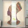 Ethnic African Woman Chiffon Sheer Curtains for Living Room Bedroom Home Decoration Window Voile Tulle Curtain Drapes