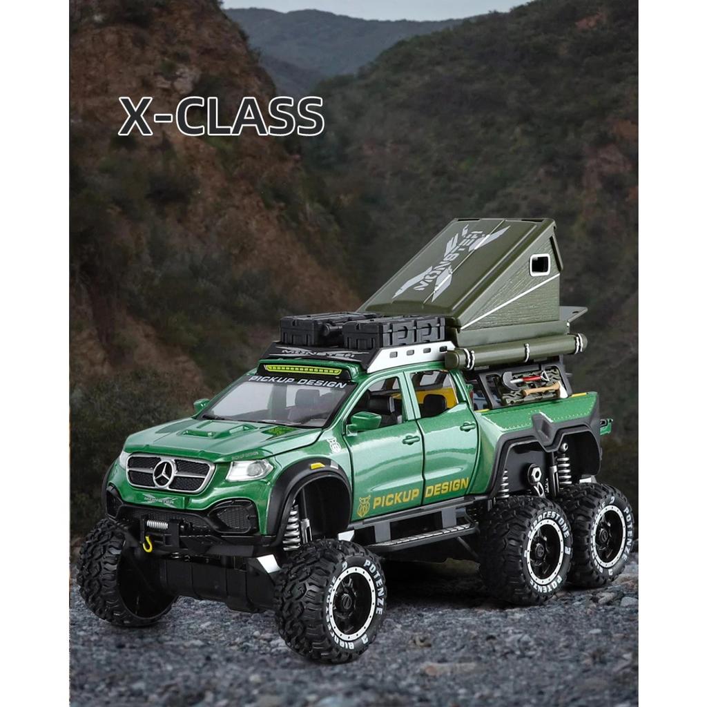 1/28 BENZ X-CLASS 6X6 Кемпинг Внедорожник Сплав Модель Автомобиля Звук и Свет Детская Игрушка Коллекционные Предметы Подарок на День Рождения