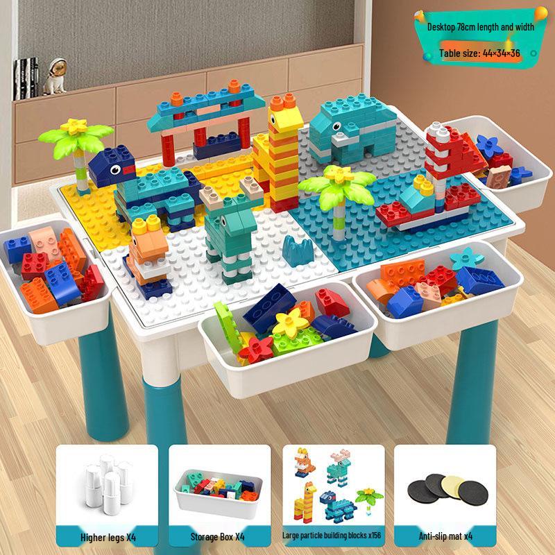 Large Particle Multifunctional Building Blocks Table for Early Education Games