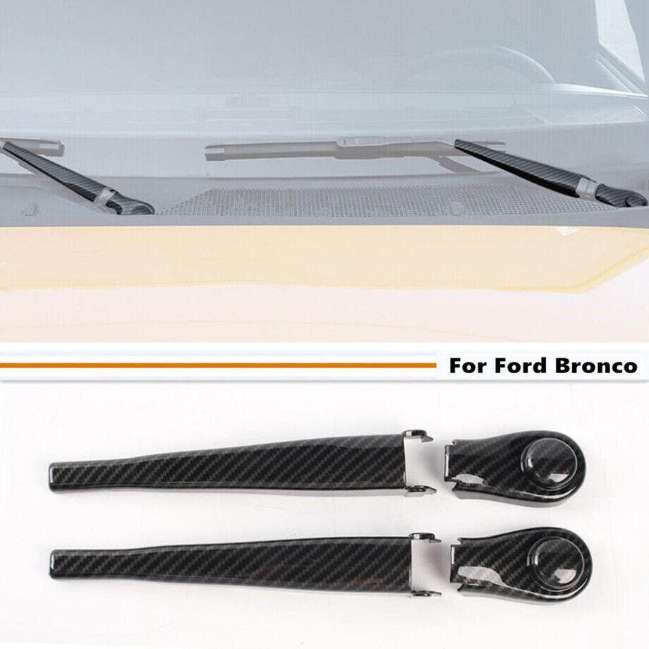 For 2021-2024 Ford Bronco Carbon Front Window Windshield Wiper Blade Cover Trim