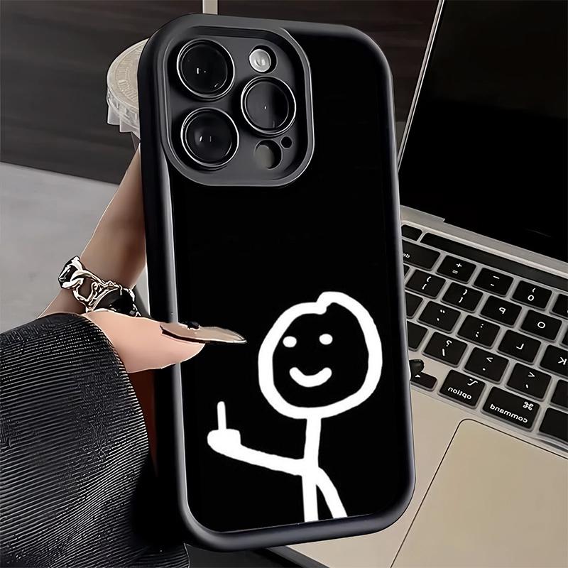 Чехол для телефона iPhone 17 Air 16E 15 16 Pro Max Смешной Стикермен Человек-спичка Чехол 14 Plus 13 12 Mini Мягкий Силиконовый Fundas