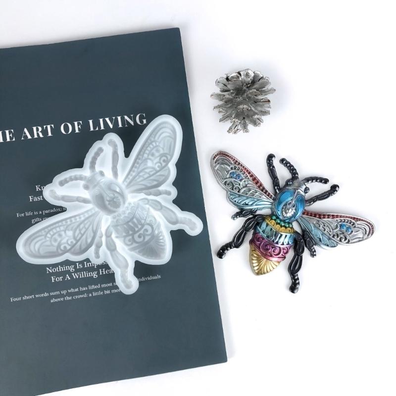 Glossy Large Bees-shape Ornaments Silicone Epoxy Resin Mold DIY Keychain Pendant Jewelry for Valentine Gift Craft