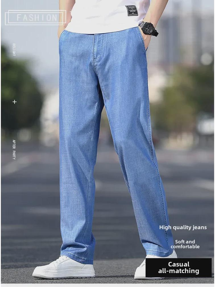 Мужские весенние джинсы свободного кроя из мягкого денима - дышащие и удобные повседневные брюки