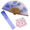 Folding Fan for Folding Fan Folding Fan Handkerchief Light Blue [Osaka Choseido] Women, Stylish, Business, Bag, Case, Set, Hydrangea,