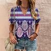 Ethnic Printed Summer Women's T-Shirt Short Sleeve Fashion V-Neck Tee Shirt Casual Harajuku Outdoor T Shirt for Ladie Streetwear