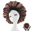 Silk Satin Sleep Cap with Ribbon Bow for Women - Elastic Wide Brim Bath Headscarf Hat for Hair Care