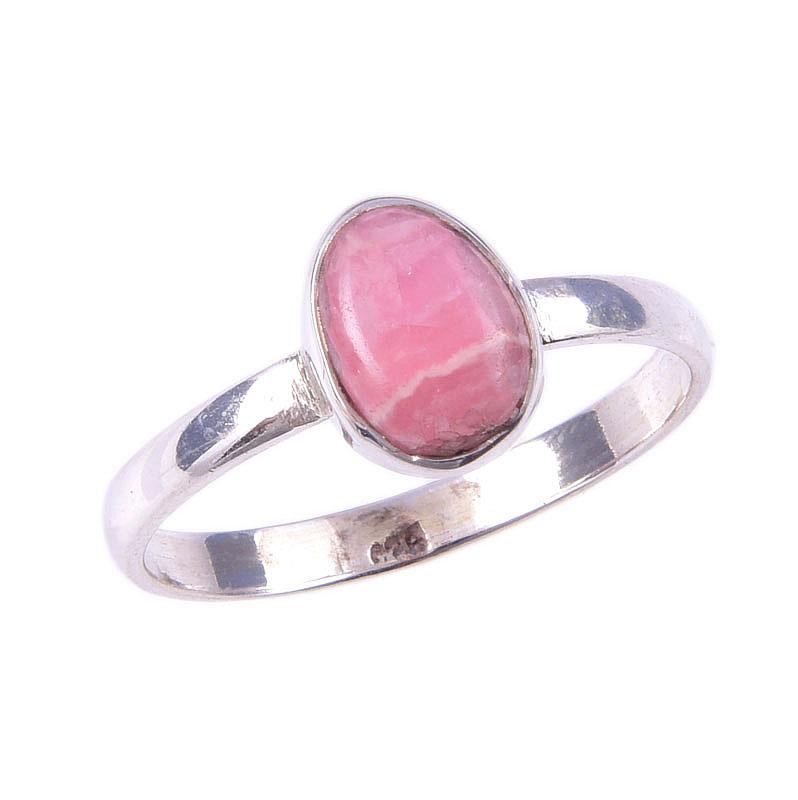 Natural Rhodochrosite Gemstone Handmade 925 Solid Sterling Silver Ring S.10 P1G63