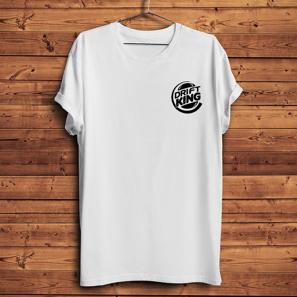 Drift King BadgeFunny TshirtWhite Casual Short Sleeve T ShirtUnisex Kawaii Hamburger StyleUnisex Streetwear Teebreathable