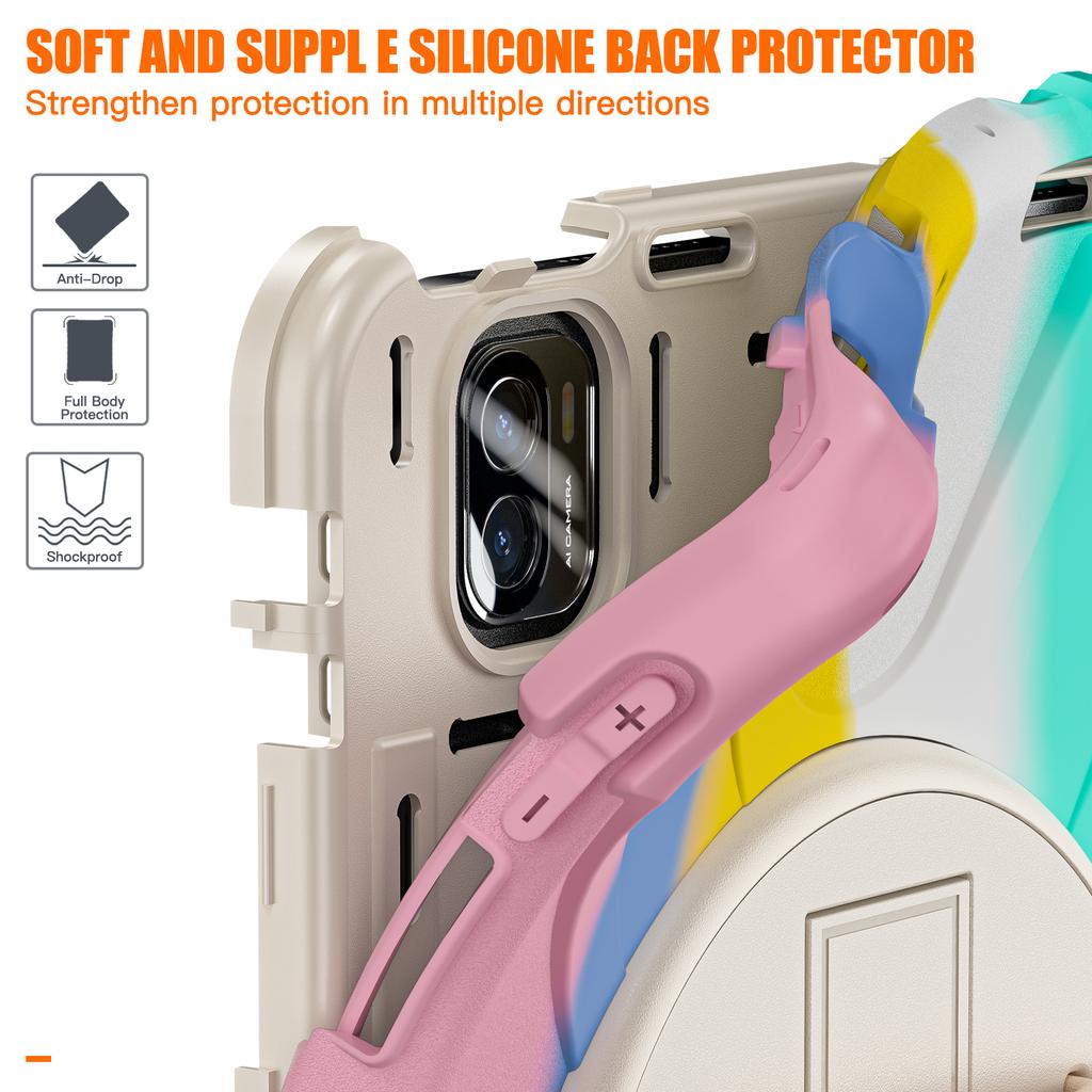 Чехол для Xiaomi Pad 5/Pad 5 Pro с вращающейся подставкой, из ПК+силикона, с ручным ремешком, крышка для планшета