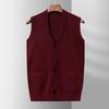 Dad Sweater Vest Men Autumn Warm Sleeveless Vest Middle-aged and Elderly Knitted Cardigan Vest Grandpa Outfit