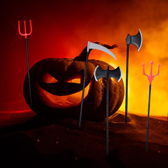 Хэллоуин Оружие Реквизит Реалистичная Рукоятка из 3 Секций Аксессуары для Костюма Удобный Хват Косплей Реквизит Большая Хэллоуинская Демоническая Коса Серп Топор Реквизит