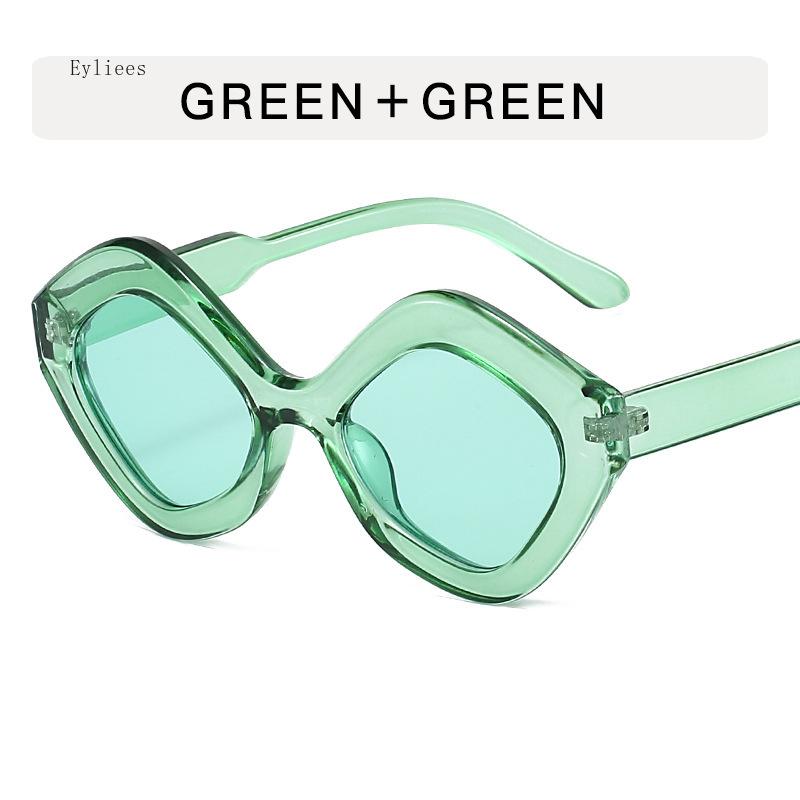 Retro Irregular Polygon Cat Eye Sunglasses Women Shades UV400 Fashion Trending Green Pink Men Sun Glasses lentes de sol mujer
