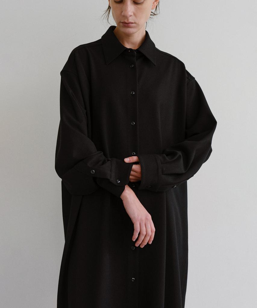 Bopeu Renaire Scarf Shirt Dress (Black Solid)