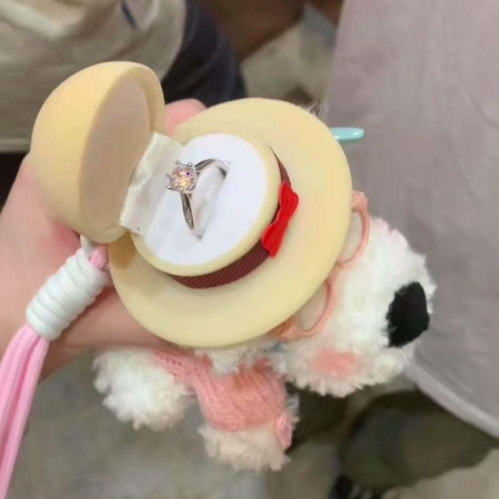 Plush Plush Puppy Doll Ring Box Display Couple Rings Holder Engagement Ring Box Jewelry Organizer