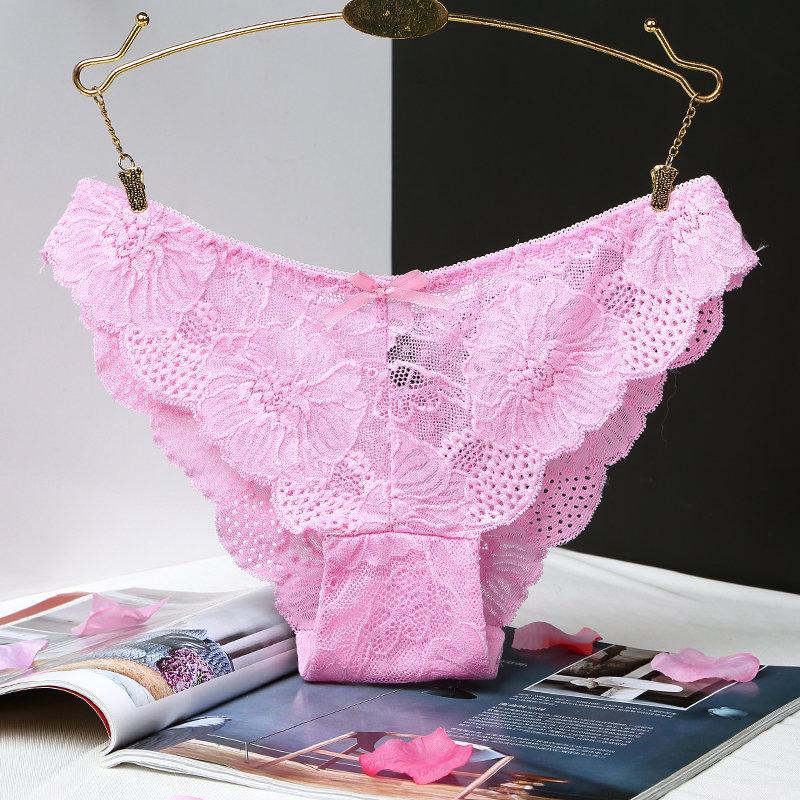 1Pcs Sexy Lace Transparent Briefs Underwear For Woman Female Low-Rise Panties With Bow Women's Underwear Intimates