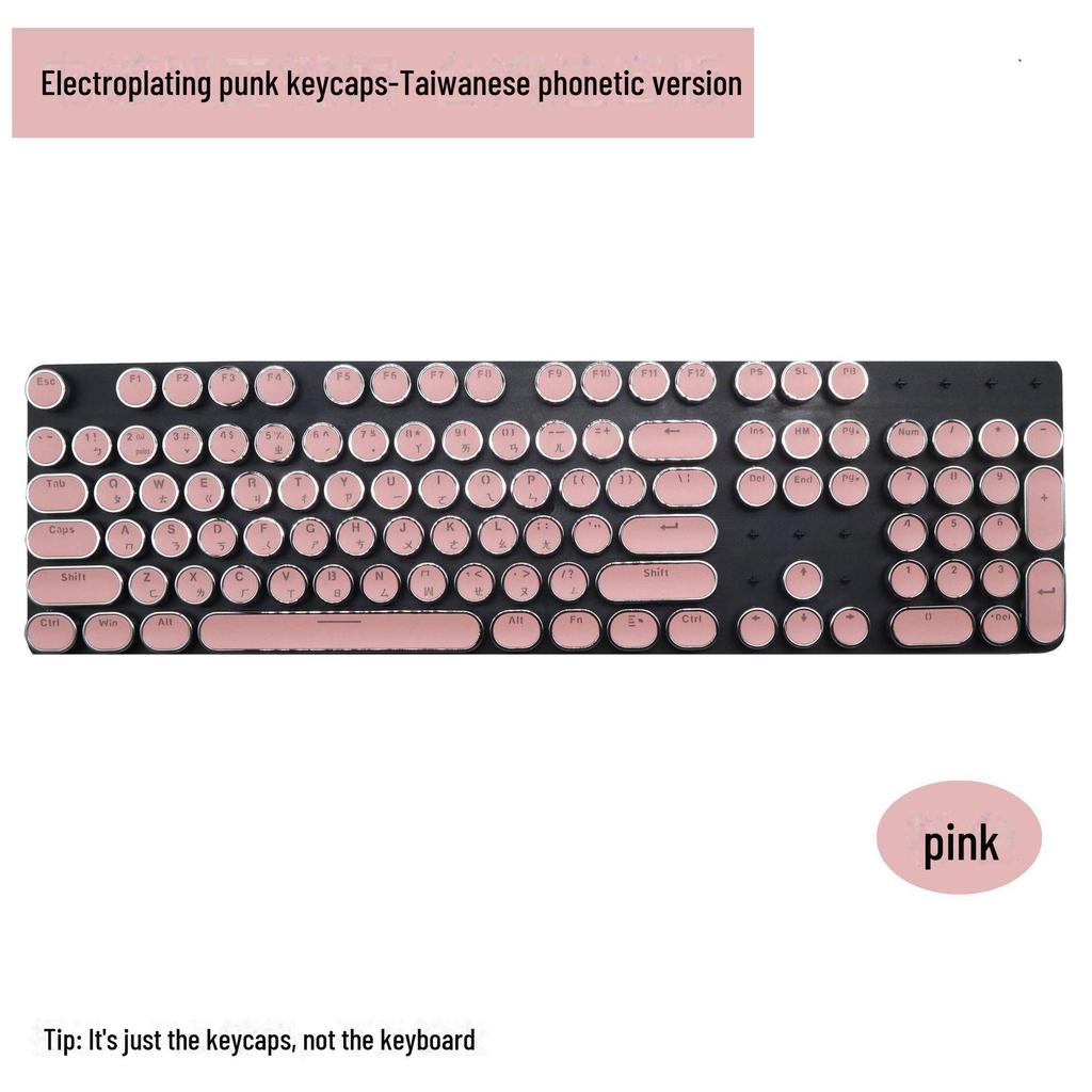 104-Key Retro Punk Mechanical Keyboard with Translucent Phonetic Keycaps