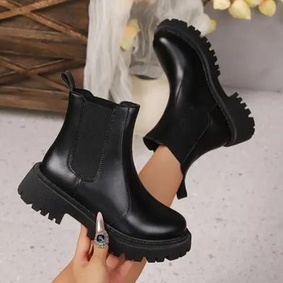 Новые женские ботинки челси Женские ботильоны Короткие массивные панк готические туфли