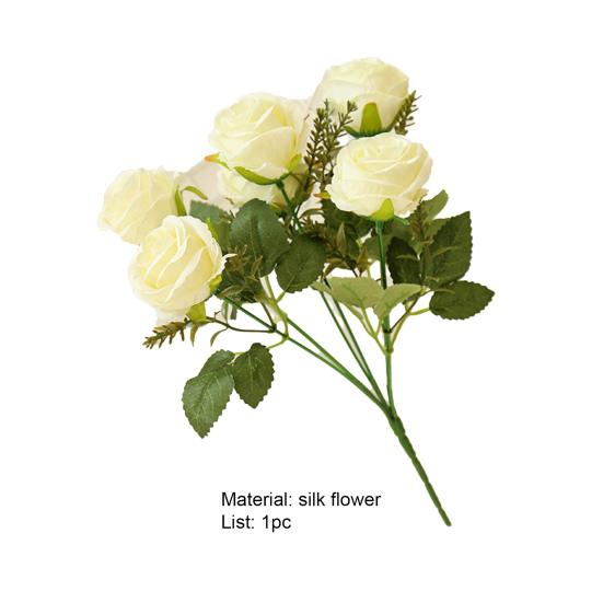 1 Bunch Simulation Flower Wide Application Handmade Faux Silk Unique Fine Texture Artificial Rose Decor for Bedroom