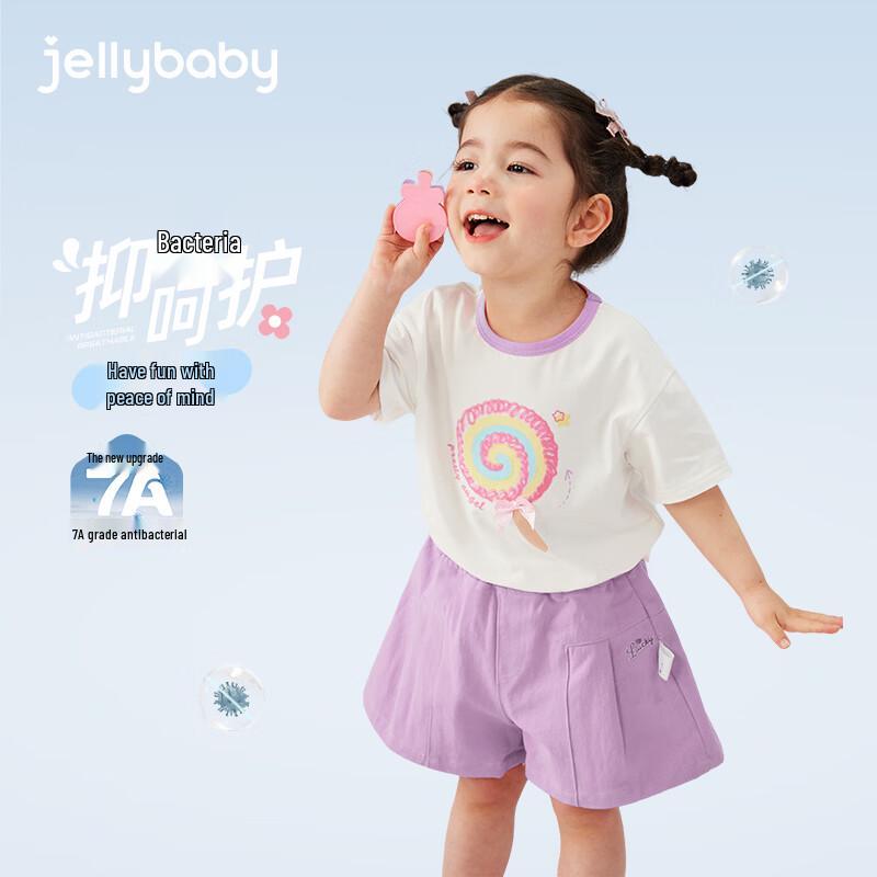 JELLYBABY Girls' Bow Print Short Sleeve T-Shirt