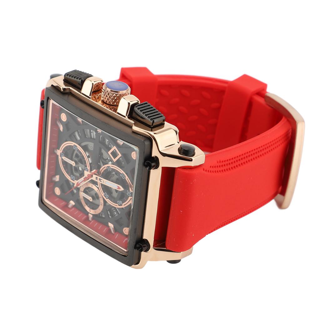 Men Quartz Watch Silicone Strap Water Resistant Luminous Fashion Casual Hollow Men Analog