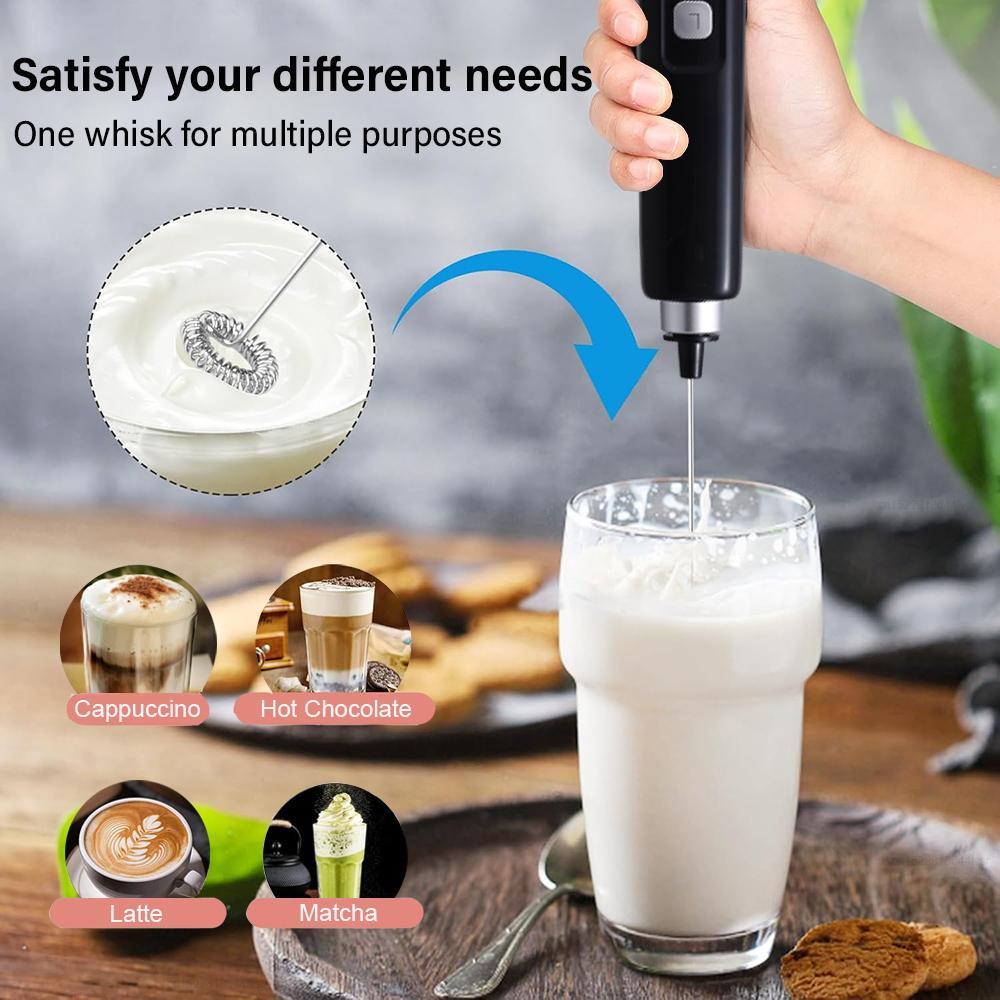 Electric Milk Frother Milk Foam Machine Handheld Milk Foamer Rechargeable Milk Beater Whisk Mixer for Cappuccino Coffee Cream