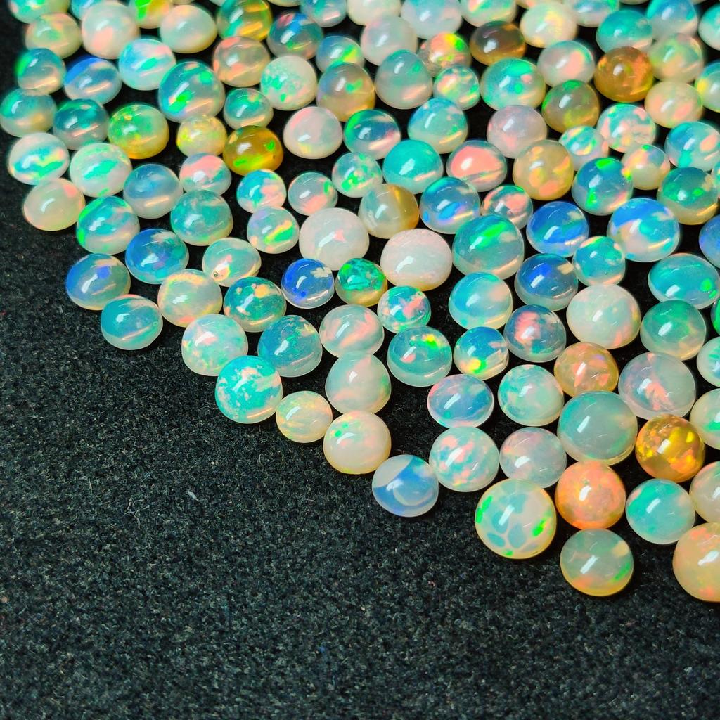 Multi Color Natural Ethiopian Round Shape Ethiopian Opal Cabochon Gemstone Bulk Lot, Loose Gemstone Lot.