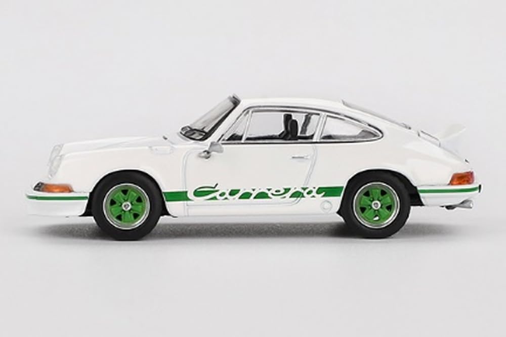 MINI GT 1/64 Porsche 911 Carrera RS 2.7 Grand Prix Бело-зеленая ливрея (Левый руль) Готовый продукт