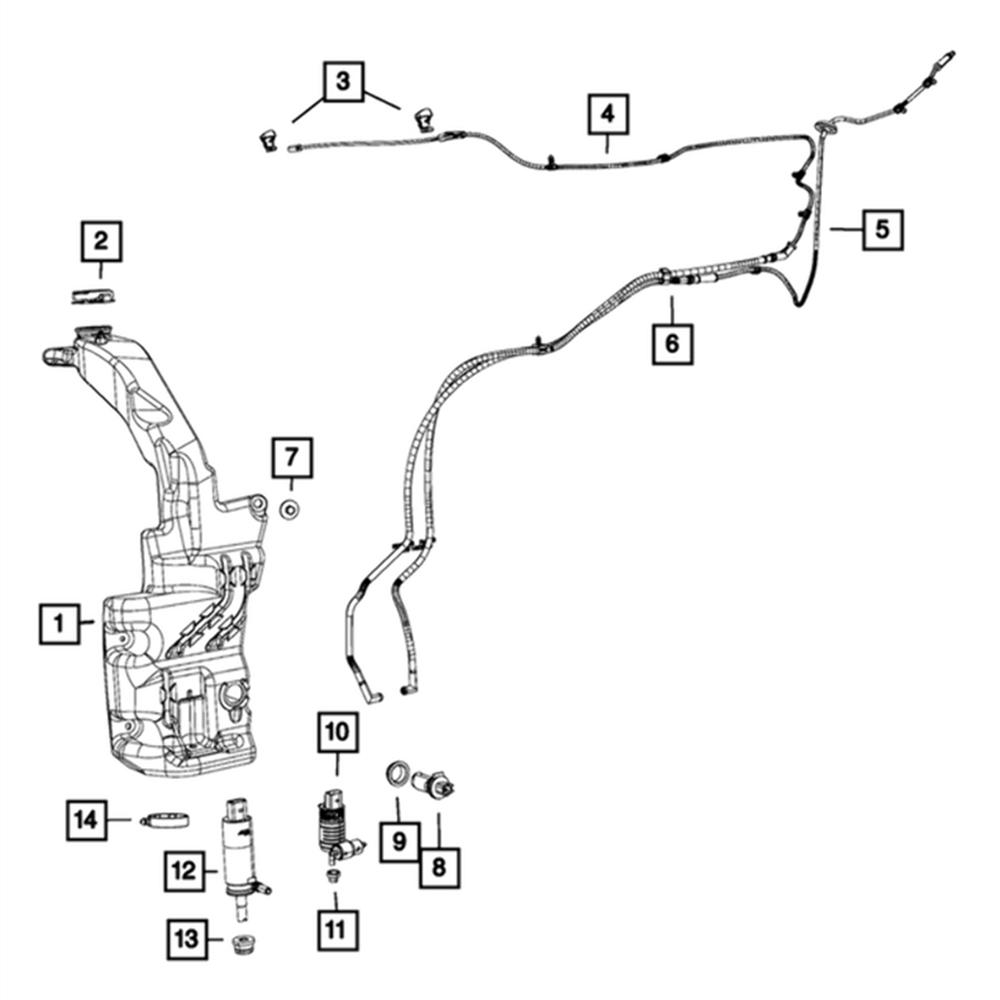 Новый шланг омывателя лобового стекла 68225061AA для Jeep Cherokee 2014-2018
