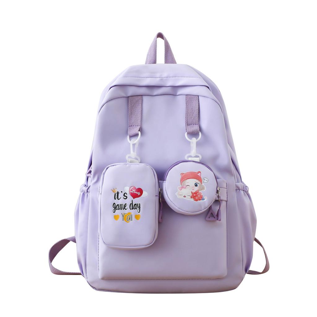 Girl Oxford Print Backpack Breathable Laptop Compartment School Students Use