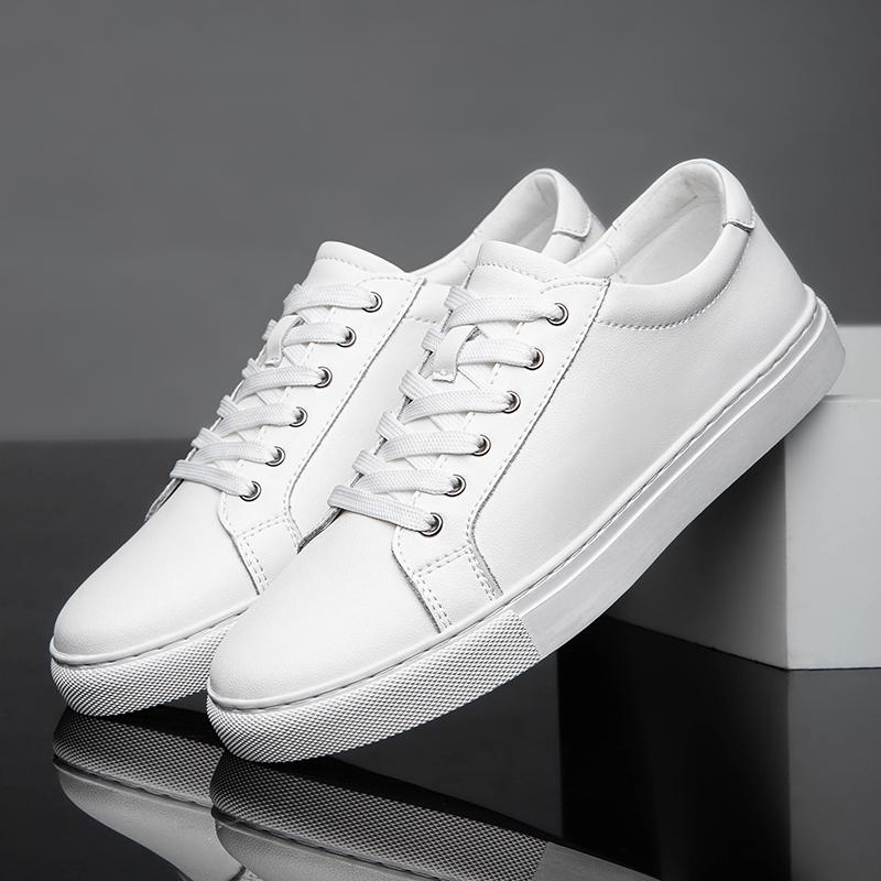 New Fashion Sneakers Men Shoes Leather Mens Casual Shoes Flat Male Footwear Classic Black White Shoes Tenis Masculino Skateboard