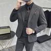 Men's Slim Fit Woolen Three-Piece Suit: One-Button, Autumn/Winter, Business/Wedding/Groomsmen.