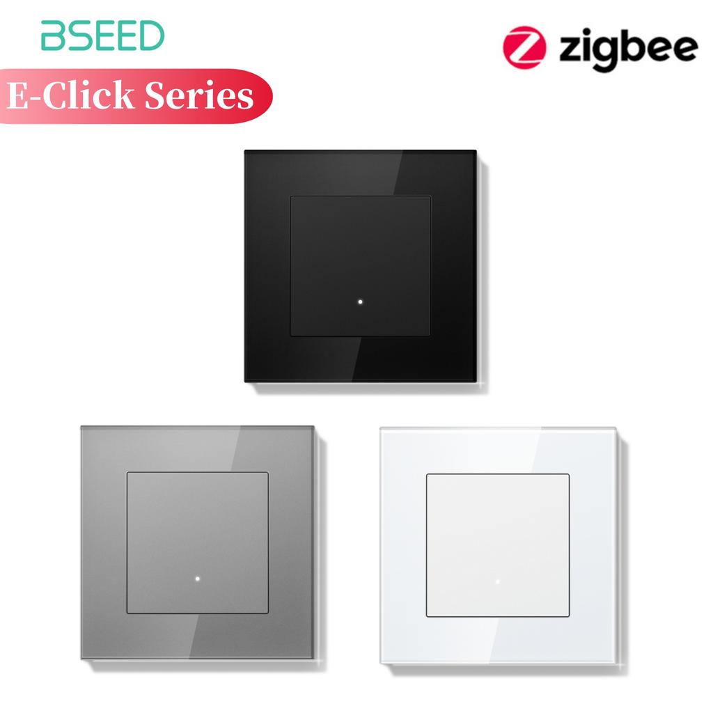 BSEED Серия ZigBee Кнопочные выключатели Настенные Умные Кнопочные Выключатели Света Желтая Подсветка Стеклянная Рамка Переключатель для Приложения Tuya Стандарт ЕС