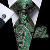 Gold Black Striped Mens Silk Tie Cufflinks Hanky Jacquard Paisley Floral Tie Set