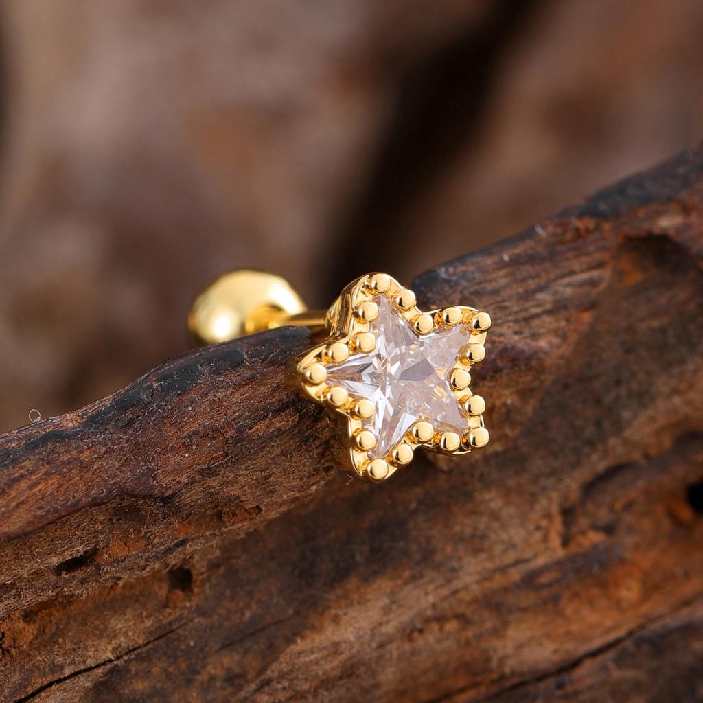 10 шт./набор 20G Золотая серьга-пирсинг хряща уха с CZ, серьга-пирсинг трагуса, дизайн медведя и паука, кольца-гвоздики для хеликса, пирсинг конч уха, ювелирные изделия из стали 316L