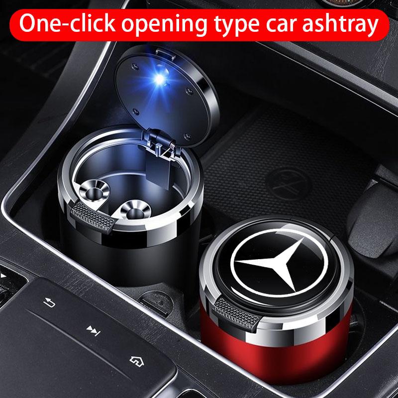 UMEG7 Car ashtray with blue LED light stainless steel liner for Mercedes Benz A B C E G W S Class GLA GLB CLC GLK GLS GLE CLA CLS EQE